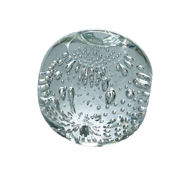 Other - Bubble Clear Glass Paperweight Controlled Bubble Art Vintage 2.75 Inch